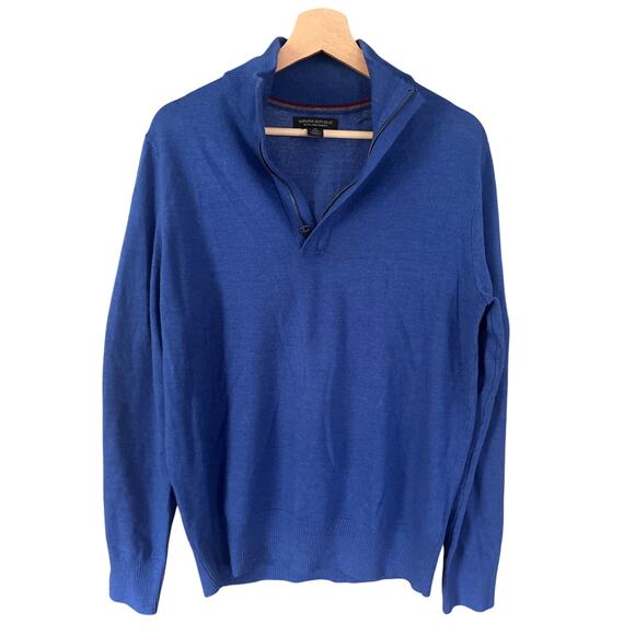 Banana Republic Other - Banana Republic Mens Quarter Zip Extra Fine Merino Wool Sweater Blue Size Medium